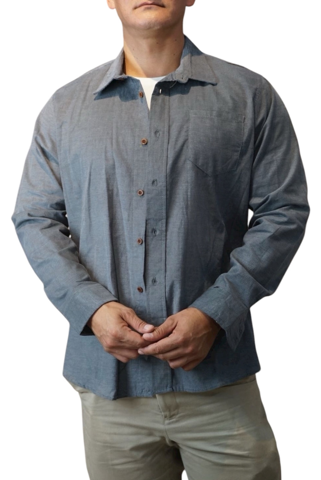 Camisa de panilla manga larga Agnor para caballero gris premium Mod. HAgCL28