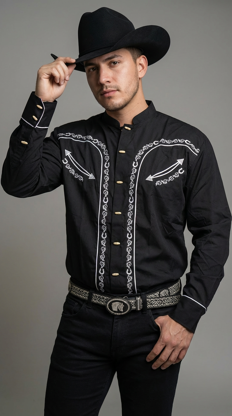 Camisa vaquera manga larga Agnor para caballero negro premium Mod. HAgCL32