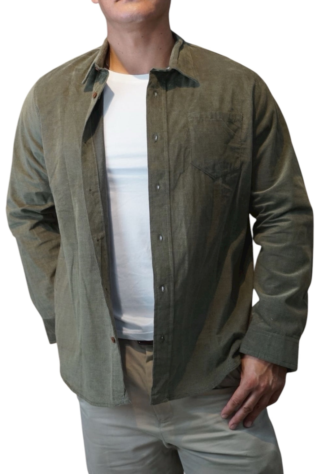 Camisa de panilla manga larga Agnor para caballero verde premium Mod. HAgCL28