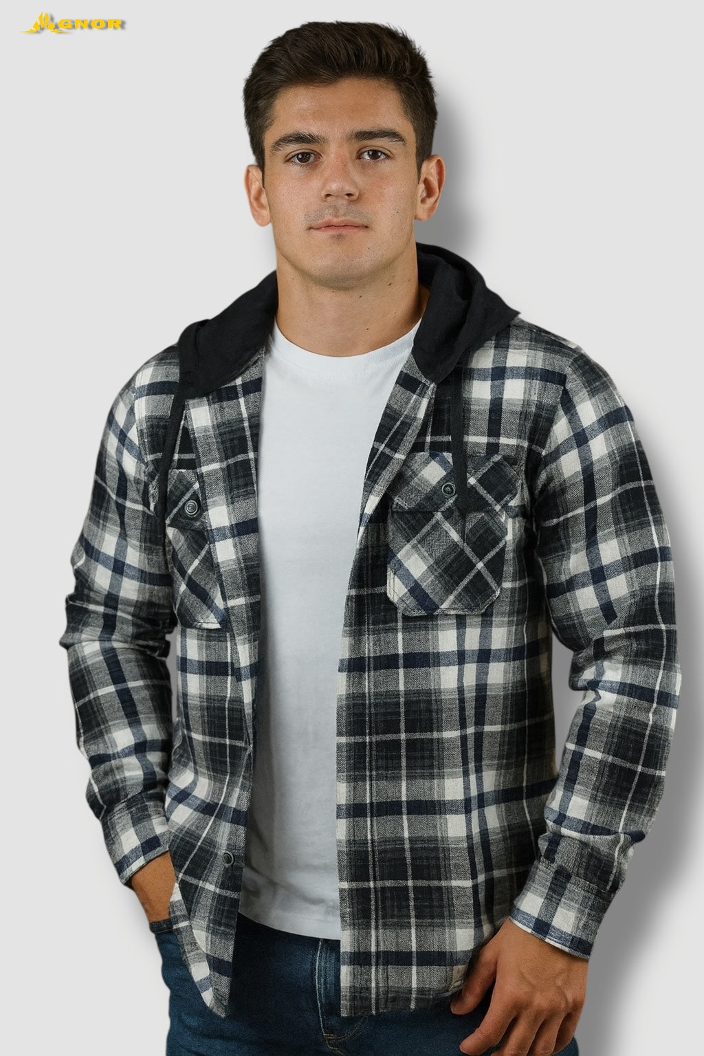 Camisola ligera manga larga Agnor para caballero negro franela premium Mod. HAgCL20
