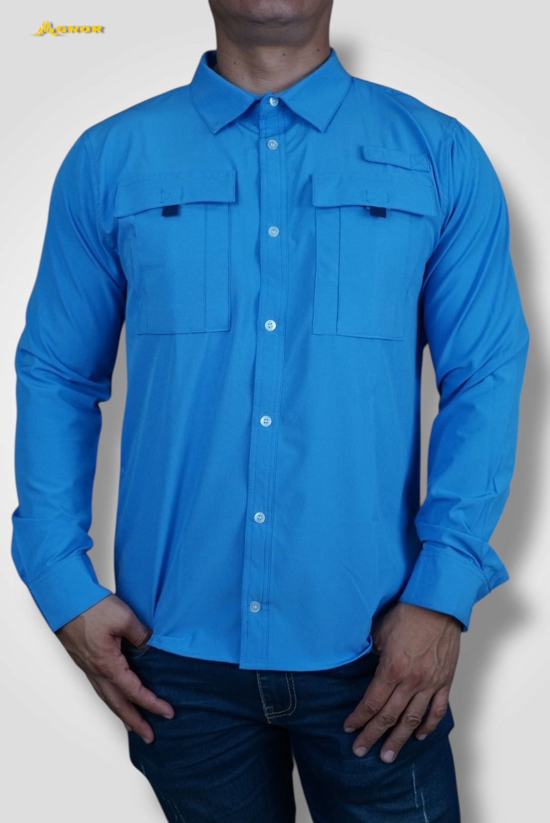 Camisa manga larga Agnor para caballero plumbago tipo Columbia Mod. HAgCL16