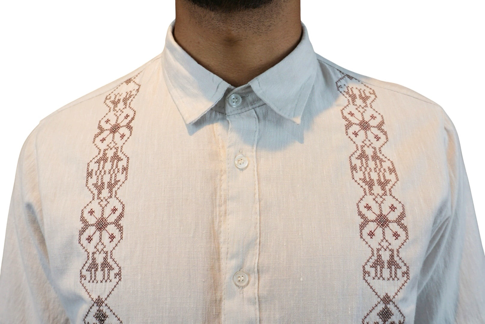 Camisa guayabera manga corta Agnor para caballero Beige premium Mod. HAgCC21