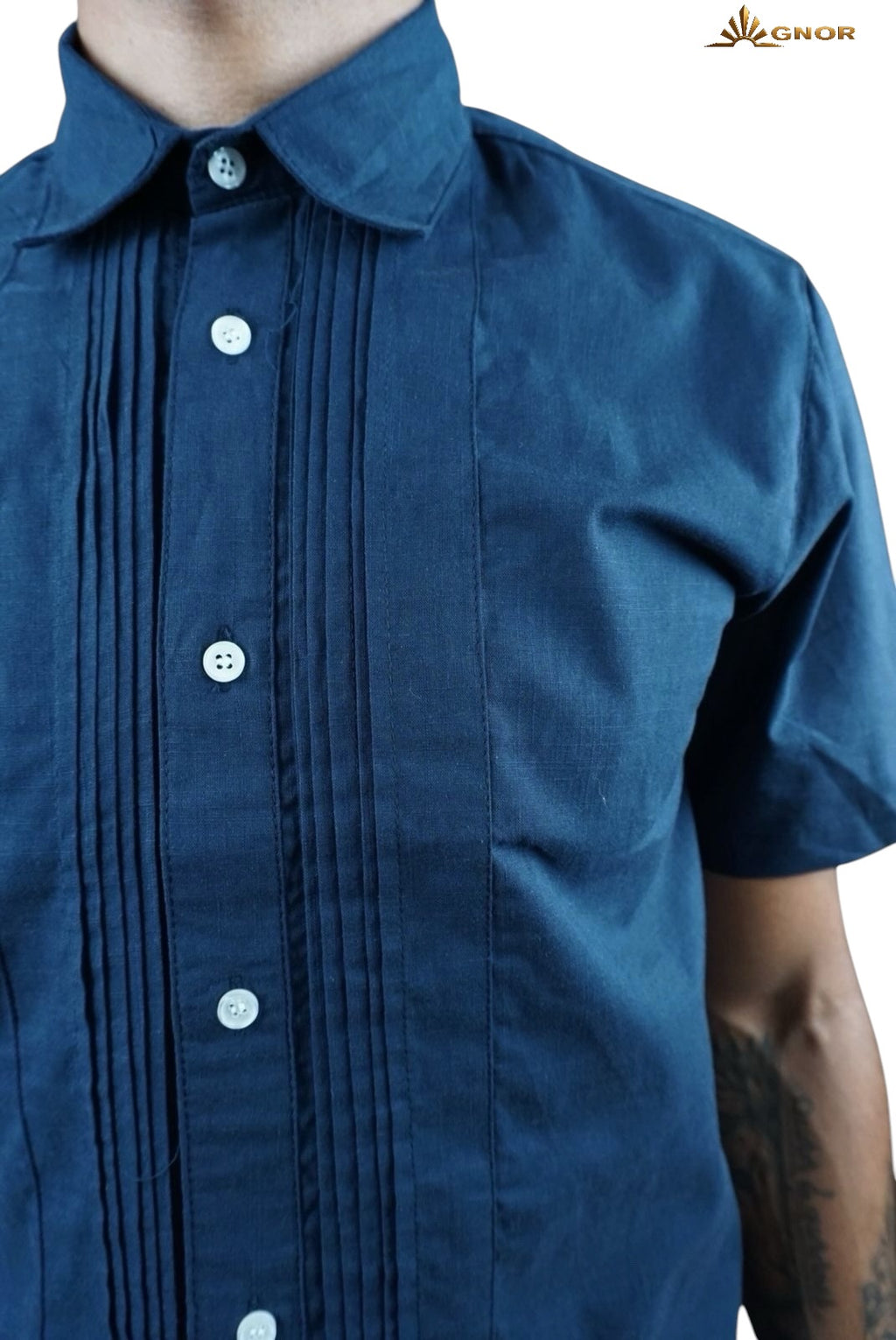 Camisa guayabera manga corta Agnor para caballero Marino premium Mod. HAgCC20