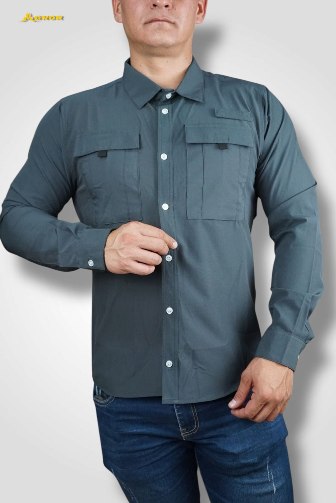 Camisa manga larga Agnor para caballero gris oscuro tipo Columbia Mod. HAgCL16