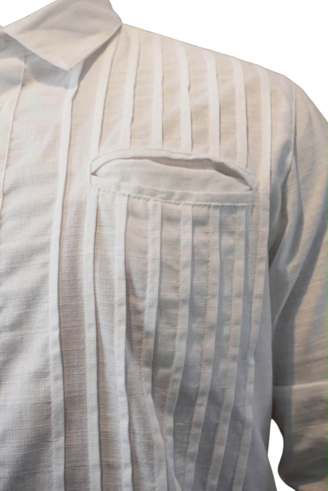 Camisa guayabera manga larga Agnor para caballero presidencial blanco tipo lino premium Mod. HAgCL39