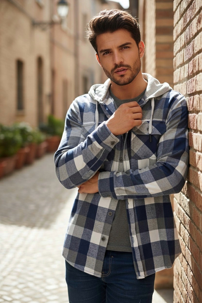 Camisola ligera manga larga Agnor para caballero marino tipo franela premium Mod. HAgCL18