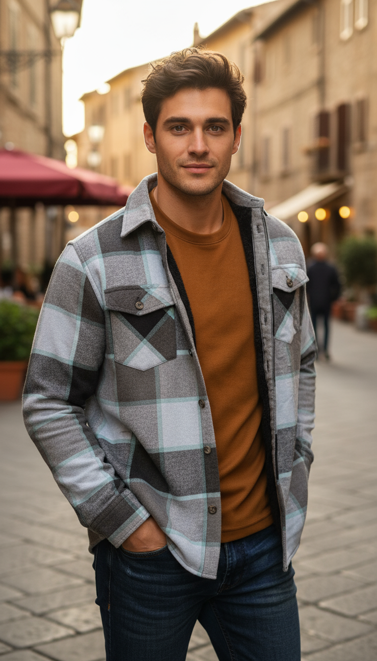 Camisola aborregada manga larga Agnor para caballero Aqua franela premium Mod. HAgCL26