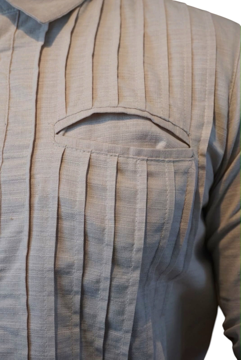 Camisa guayabera manga larga Agnor para caballero presidencial beige tipo lino premium Mod. HAgCL39