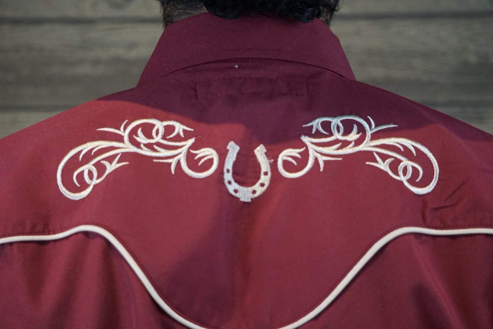 Camisa vaquera charra manga larga Agnor para caballero vino premium Mod. HAgCLVaq5