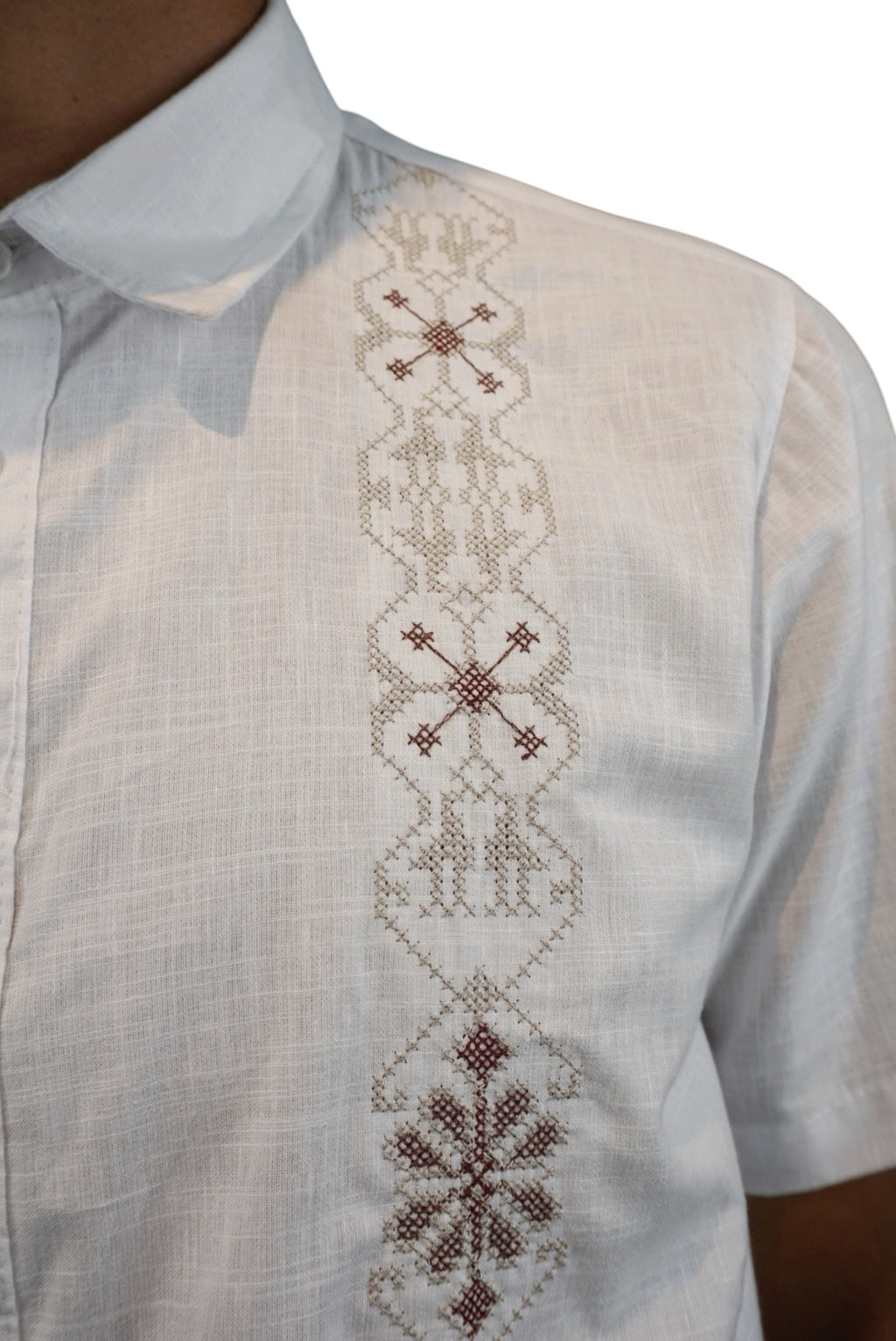 Camisa guayabera manga corta Agnor para caballero Blanco premium Mod. HAgCC21