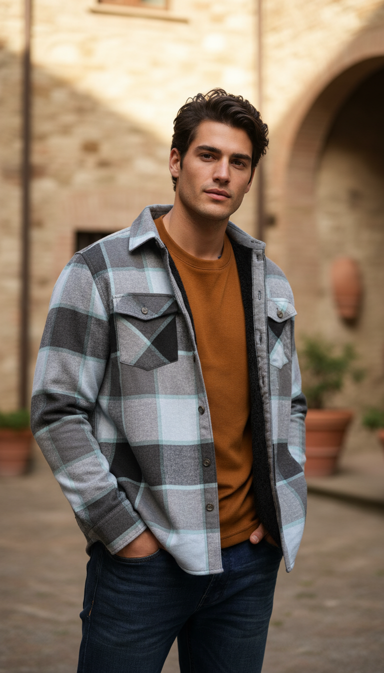 Camisola aborregada manga larga Agnor para caballero Aqua franela premium Mod. HAgCL26