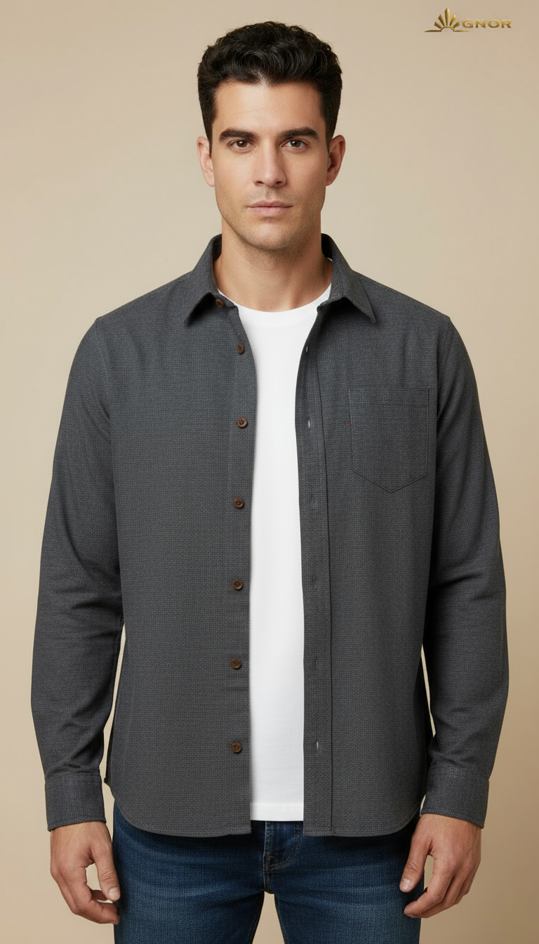 Camisa de panilla manga larga Agnor para caballero negro premium Mod. HAgCL28