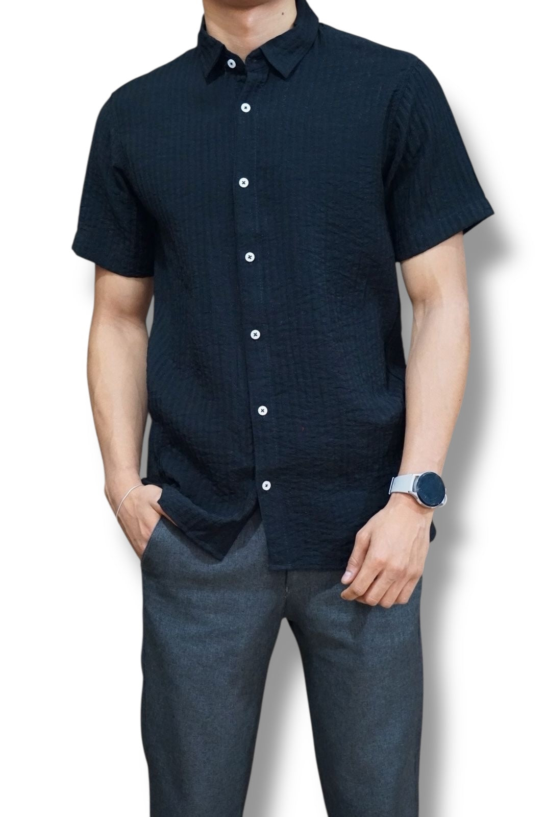 Camisa manga corta Agnor para caballero Negro Mod. HAgCC15