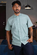 Camisa guayabera manga corta Agnor para caballero Verde premium Mod. HAgCC20