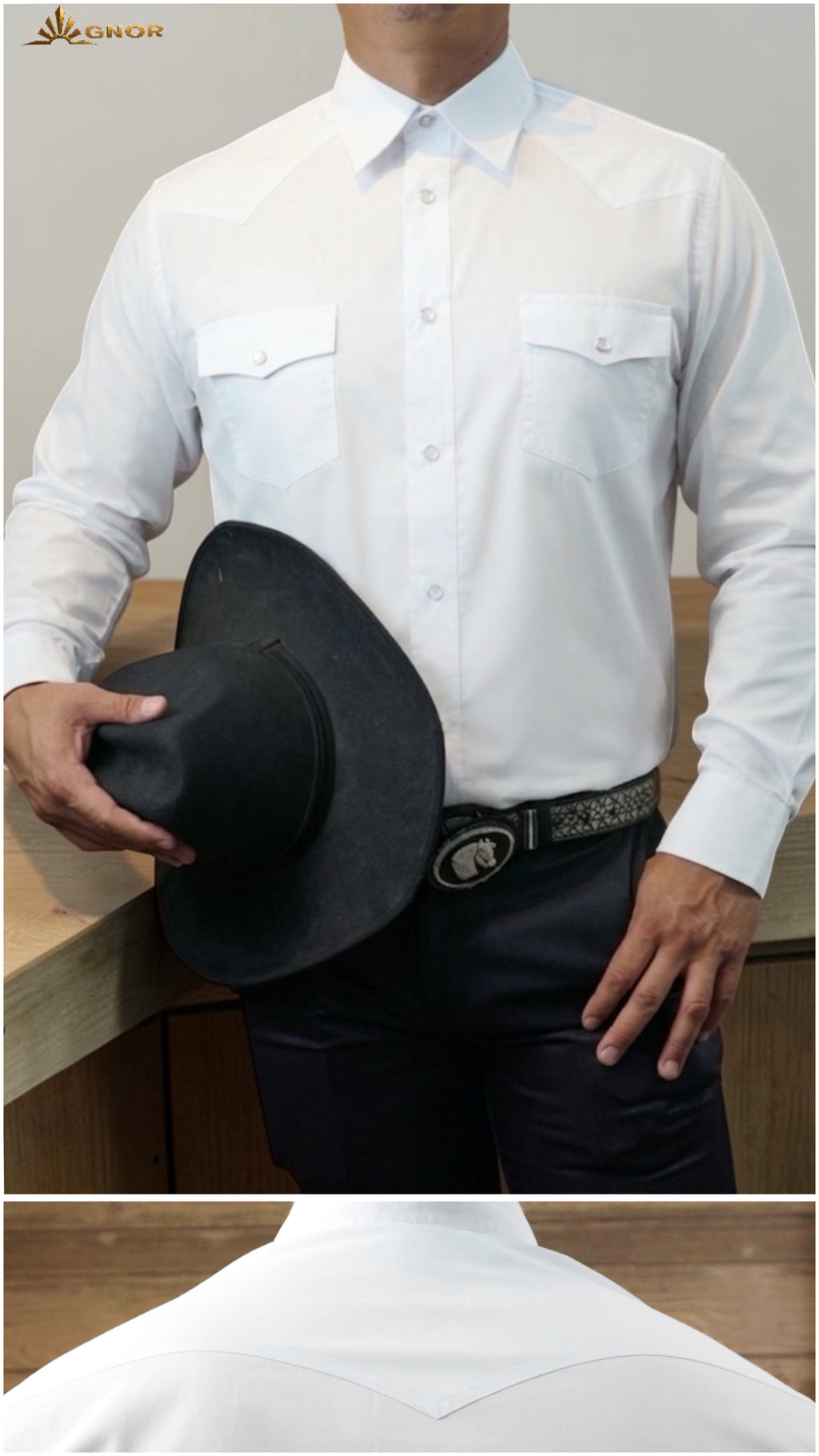 Camisa vaquera manga larga Agnor para caballero Blanco premium Mod. HAgCL35