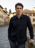Camisa guayabera manga larga Agnor para caballero negro Mod. HAgCL22