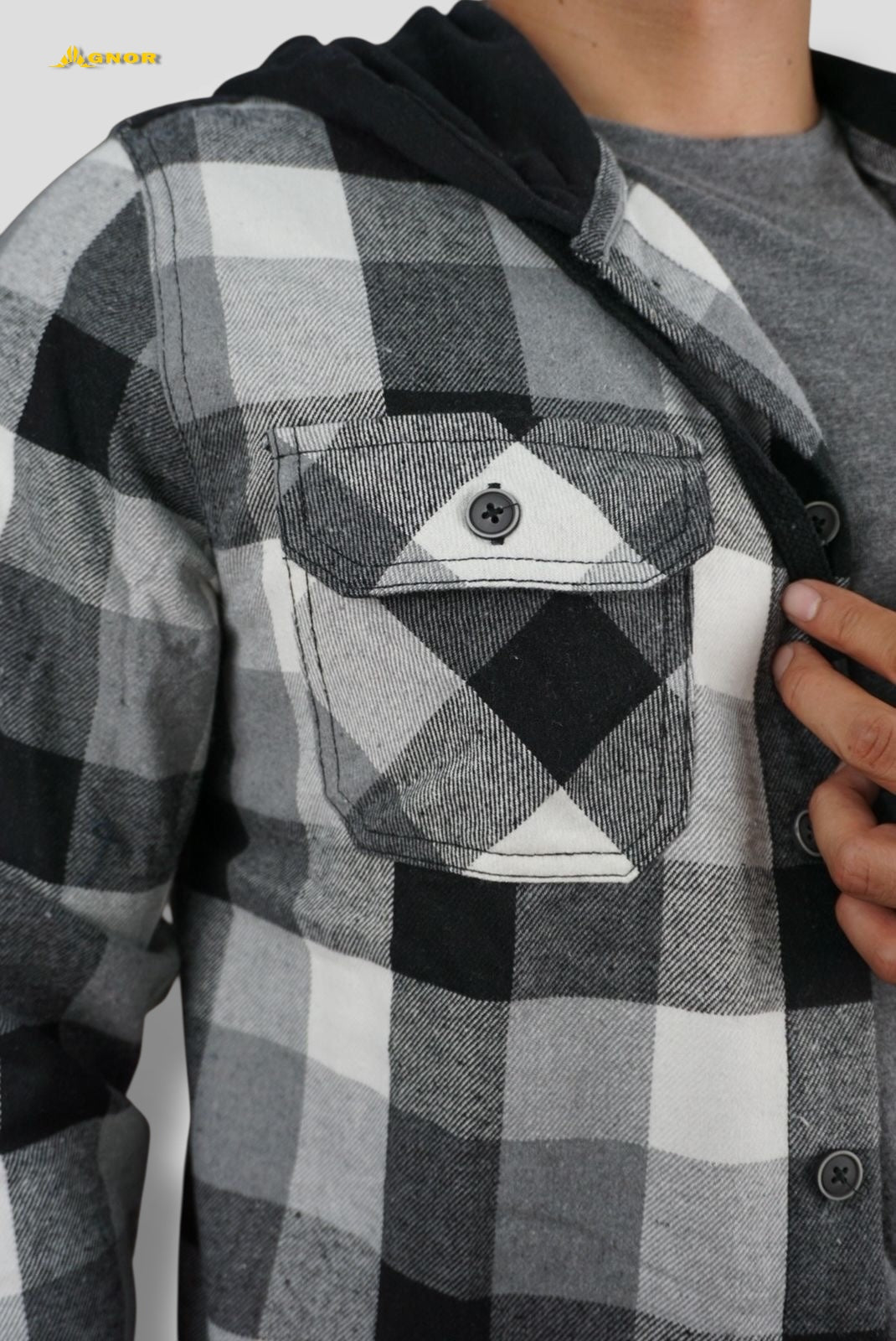 Camisola ligera manga larga Agnor para caballero negro tipo franela premium Mod. HAgCL18