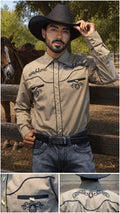 Camisa vaquera charra manga larga Agnor para caballero camel premium Mod. HAgCLVaq5