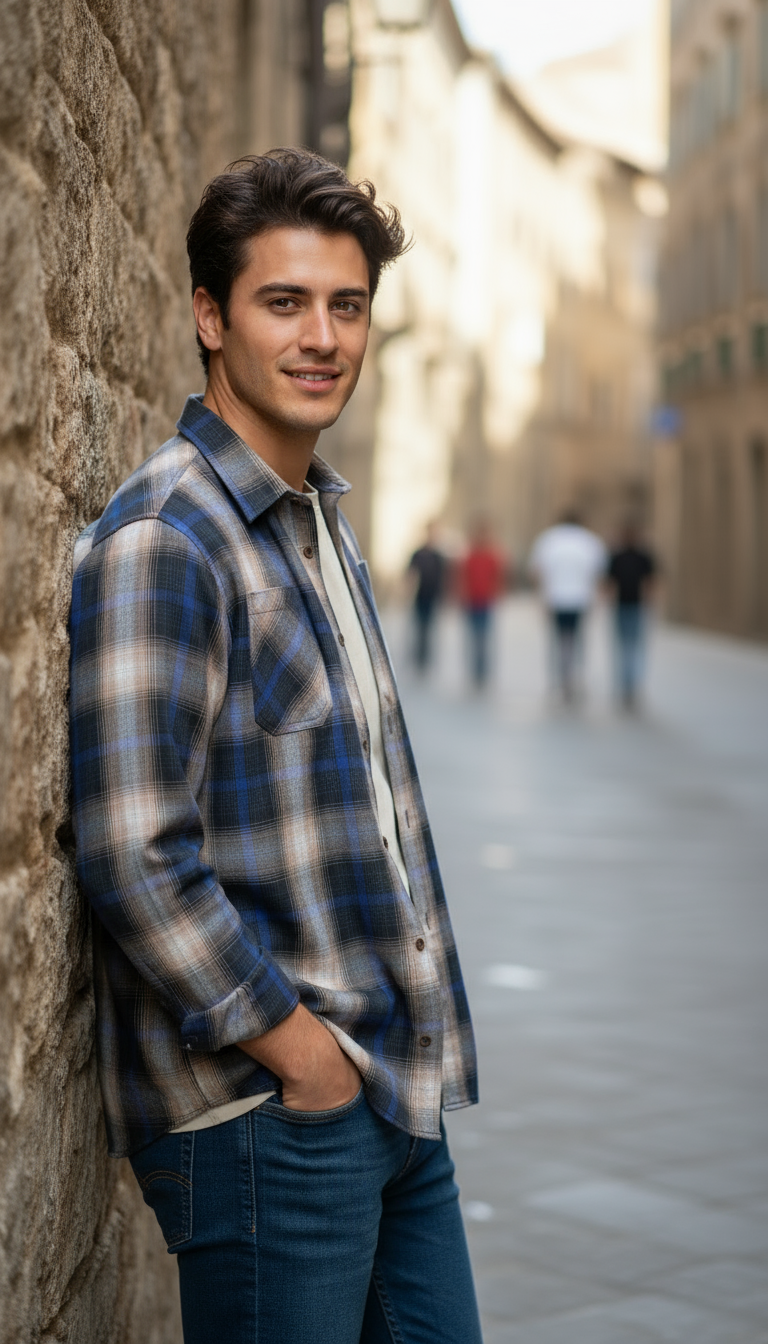 Camisa estilo leñador manga larga Agnor para caballero Rey algodón premium Mod. HAgCL24