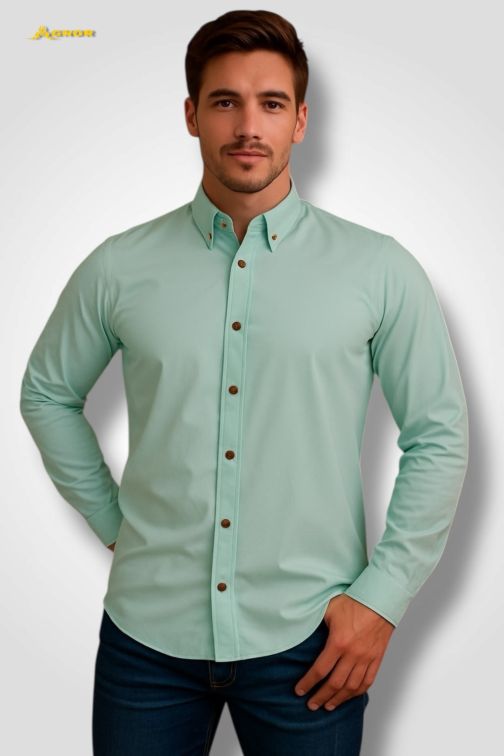 Camisa manga larga Agnor para caballero menta Antifluido Mod. HAgCL17
