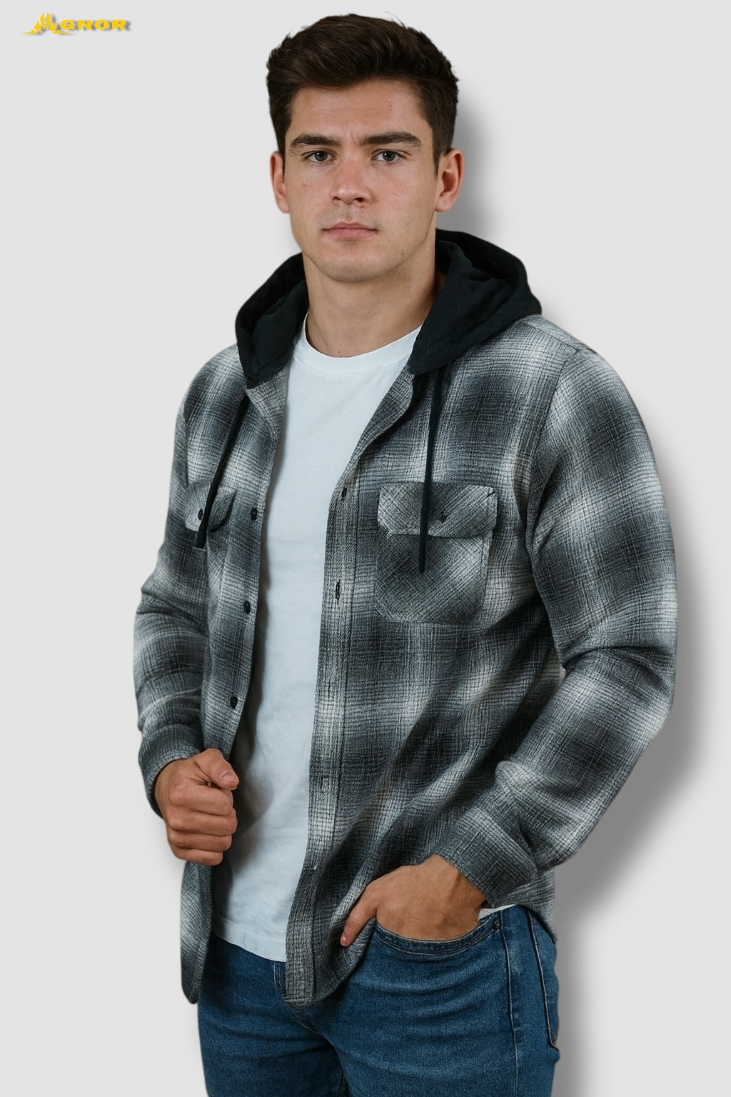 Camisola ligera manga larga Agnor para caballero negro franela premium Mod. HAgCL19