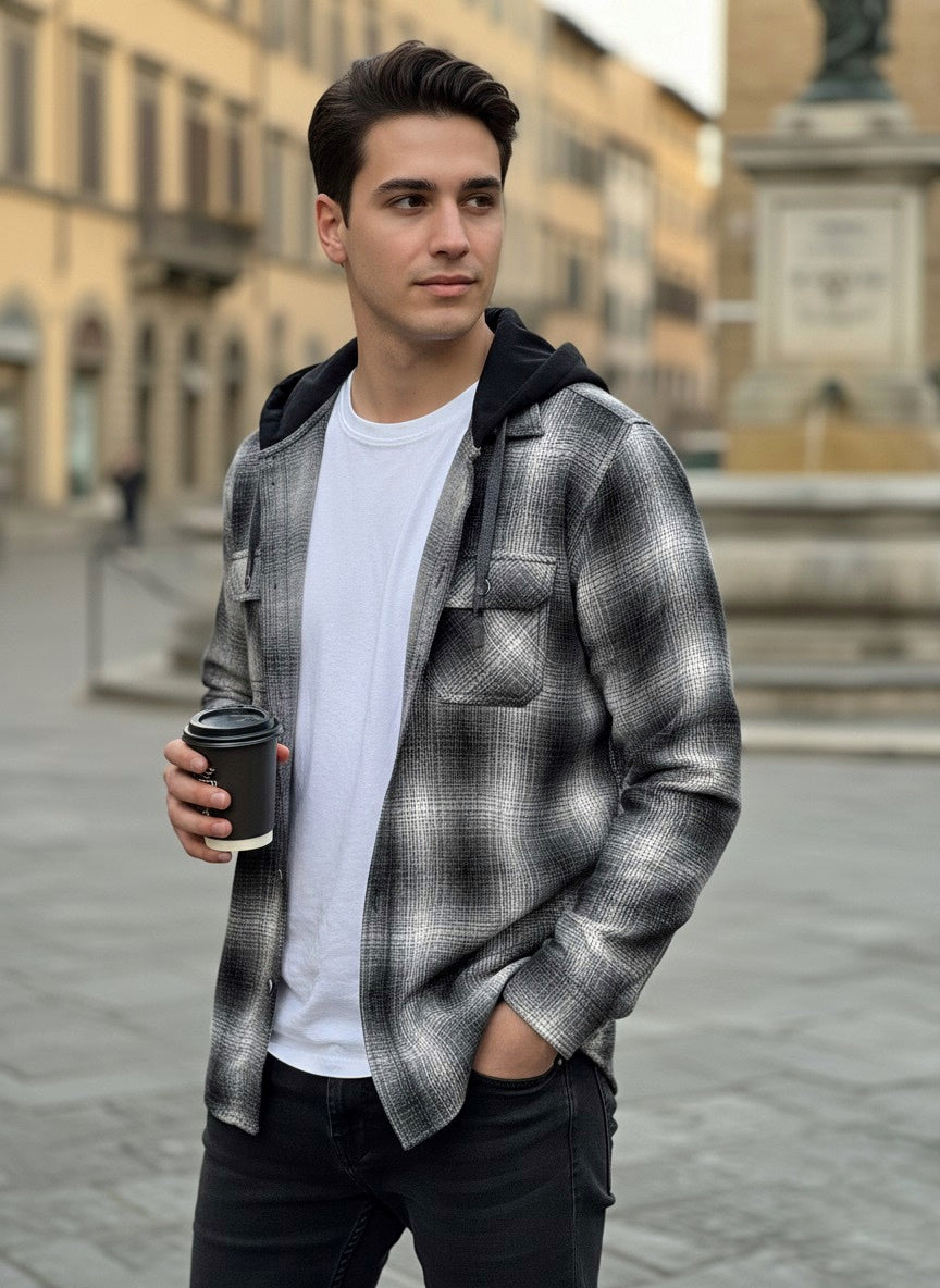 Camisola ligera manga larga Agnor para caballero negro franela premium Mod. HAgCL19