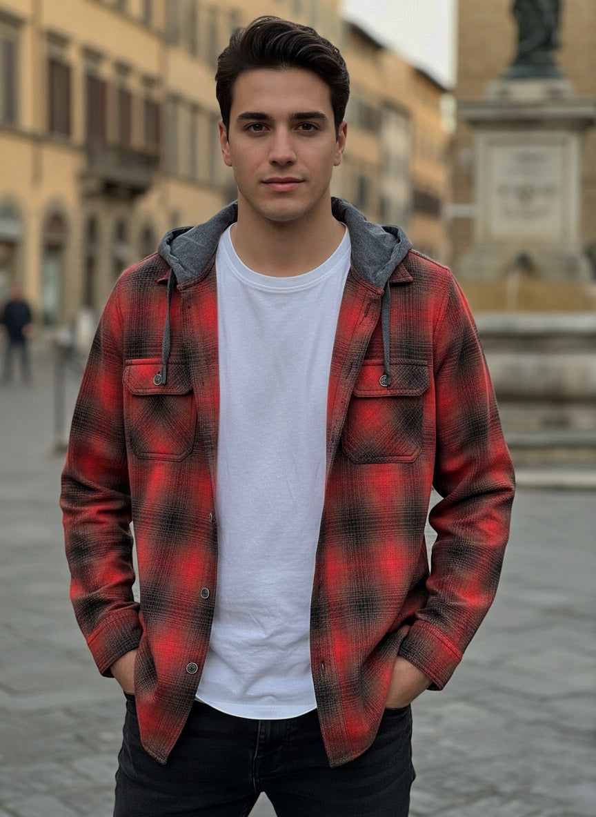 Camisola ligera manga larga Agnor para caballero rojo franela premium Mod. HAgCL19