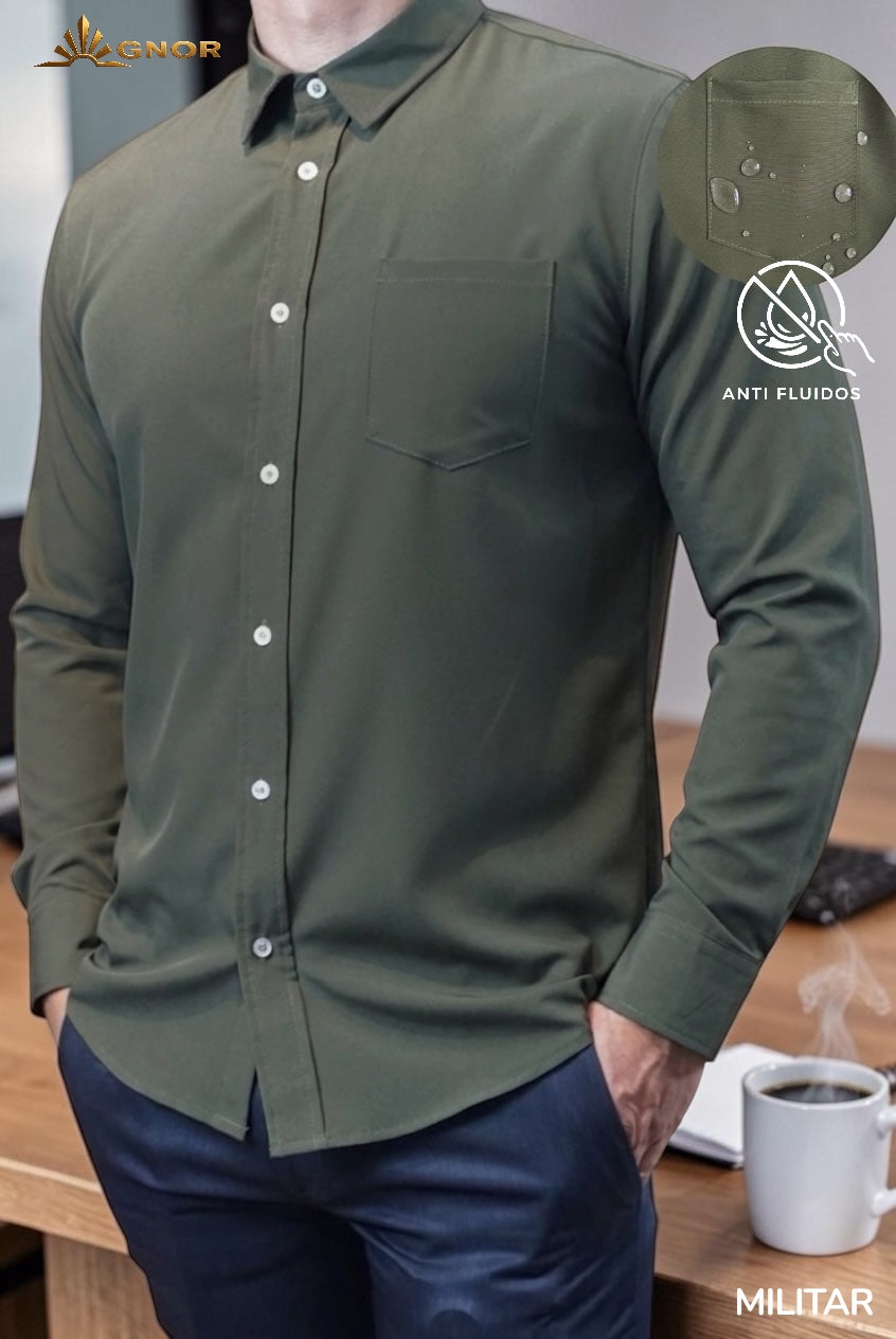 Camisa anti fluido manga larga Agnor para caballero Militar premium Mod. HAgCL36
