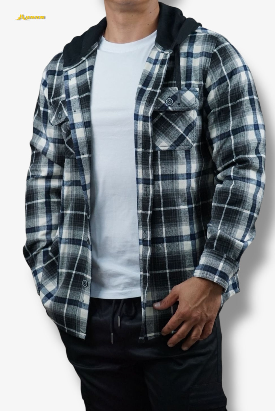 Camisola ligera manga larga Agnor para caballero negro franela premium Mod. HAgCL20