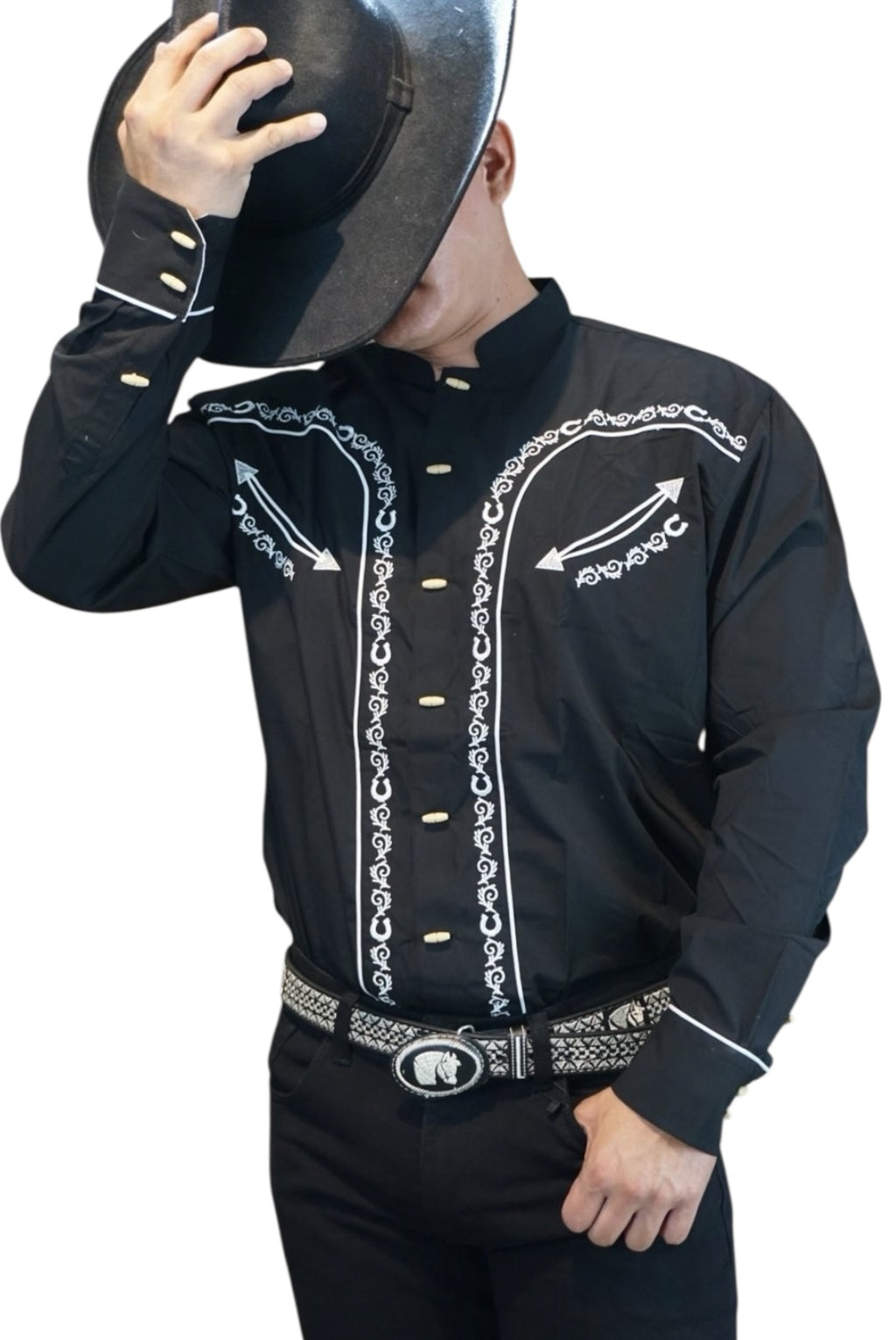 Camisa vaquera manga larga Agnor para caballero negro premium Mod. HAgCL32