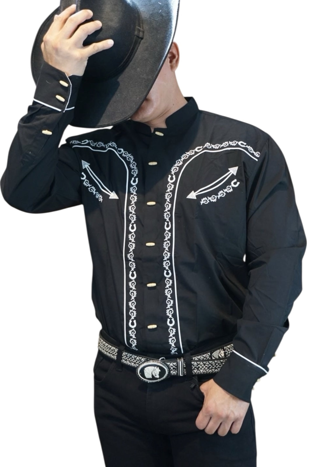 Camisa vaquera manga larga Agnor para caballero negro premium Mod. HAgCL32