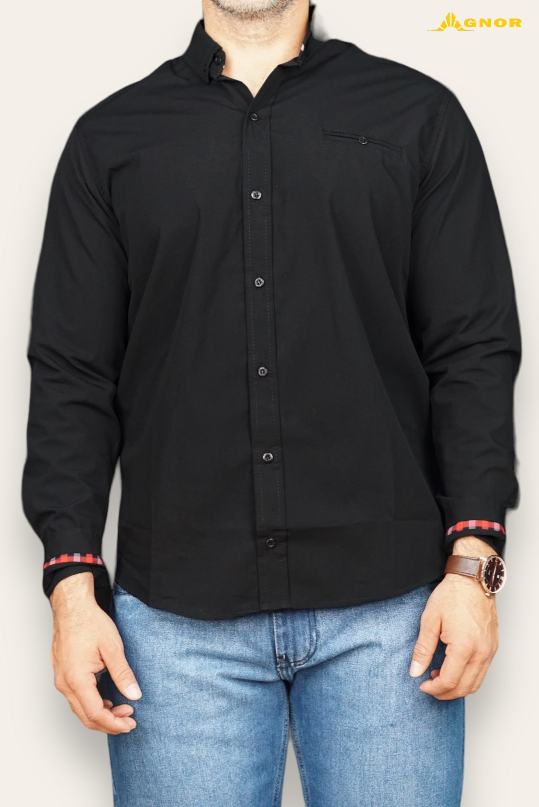 Camisa manga larga Agnor para caballero negro Mod. HAgCL1