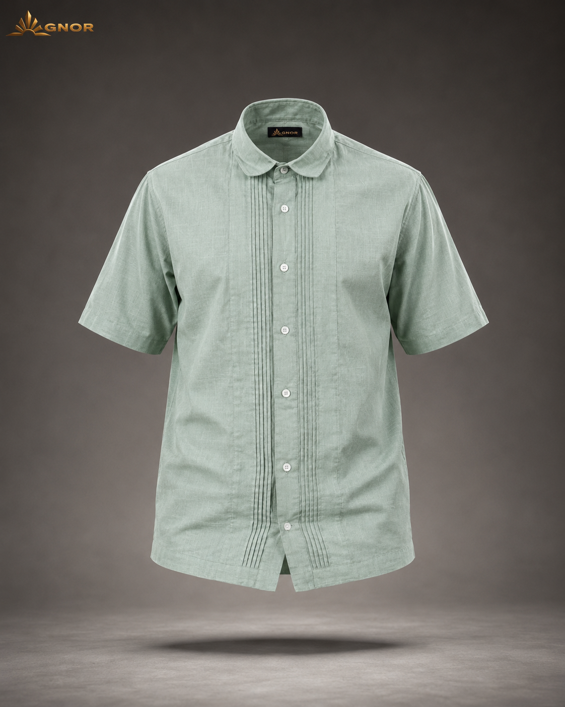 Camisa guayabera manga corta Agnor para caballero Verde premium Mod. HAgCC20