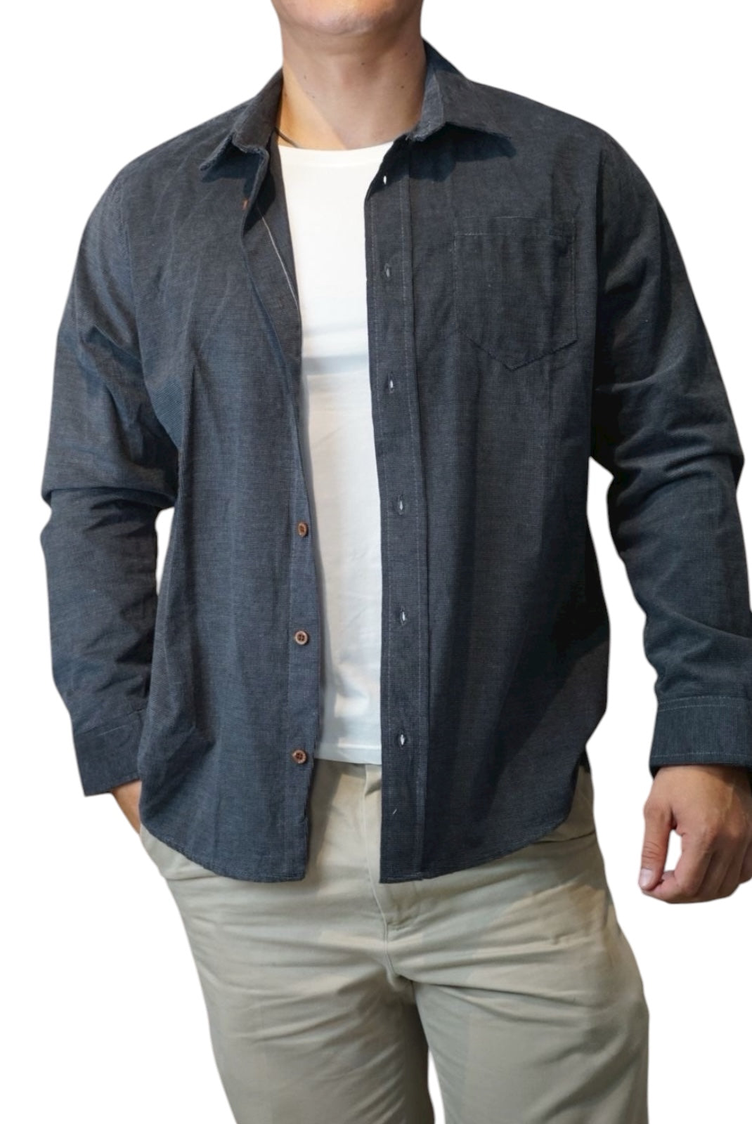 Camisa de panilla manga larga Agnor para caballero negro premium Mod. HAgCL28