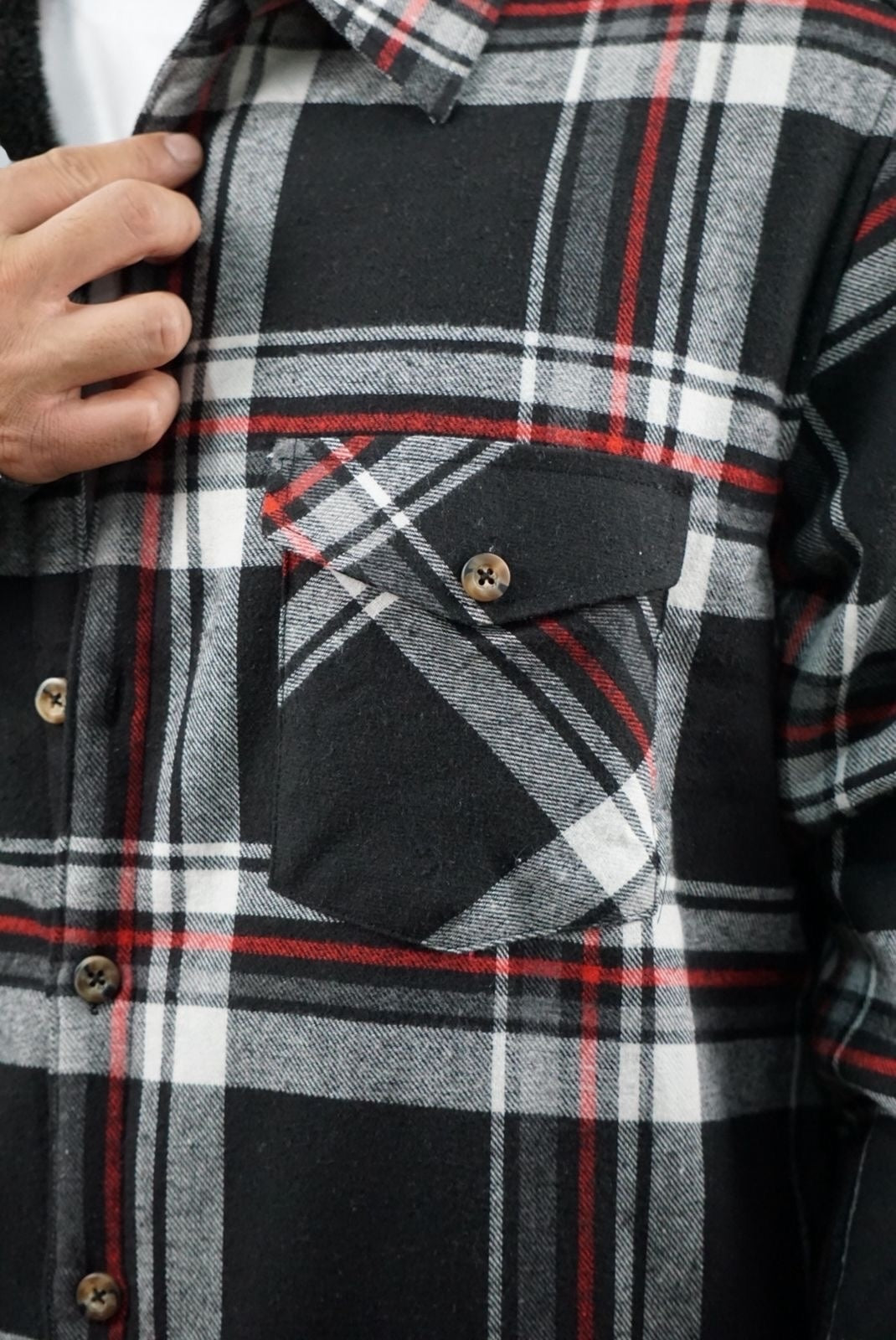 Camisola aborregada manga larga Agnor para caballero Negro franela premium Mod. HAgCL21