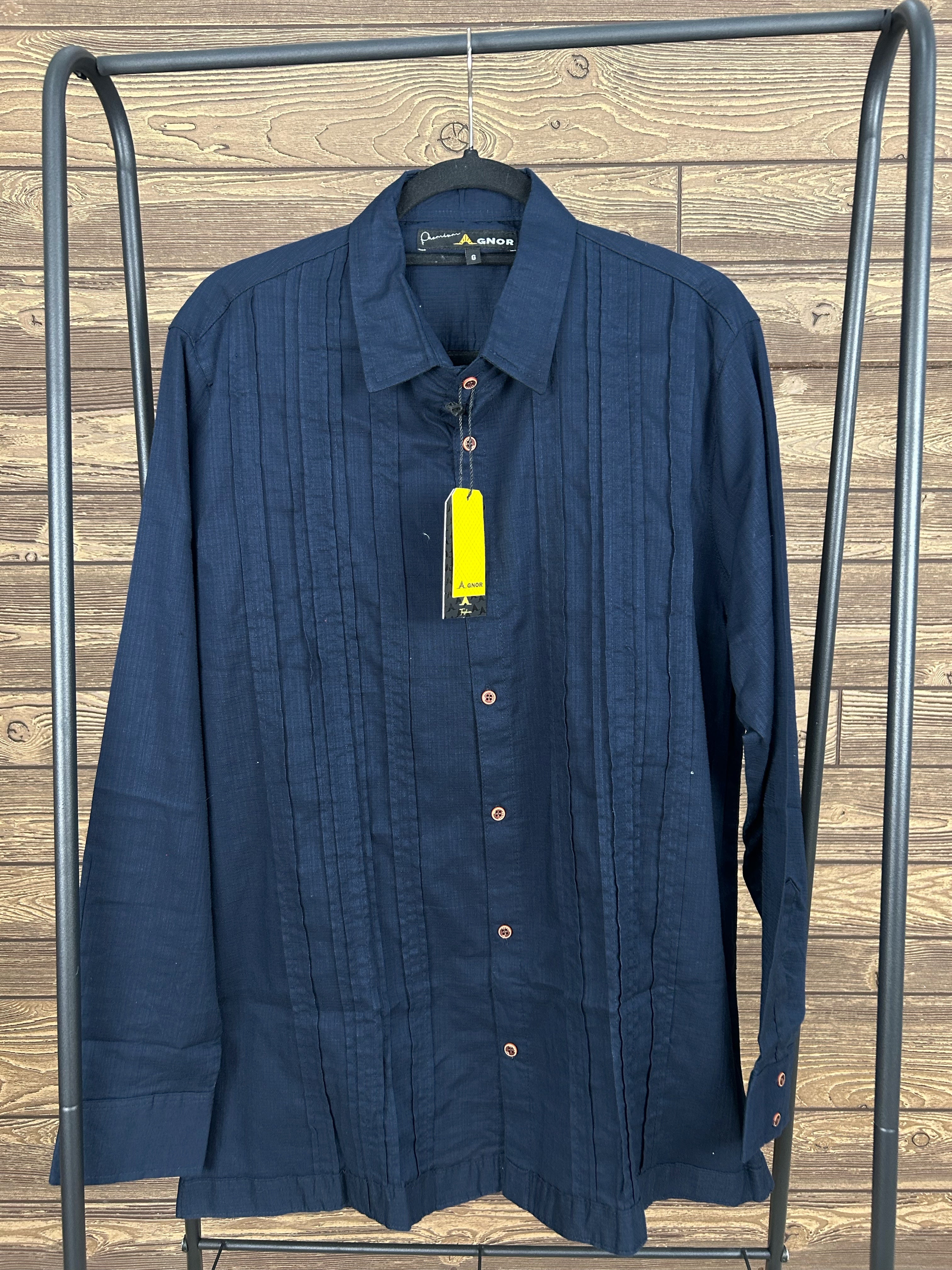 Camisa guayabera manga larga Agnor para caballero marino Mod. HAgCL22