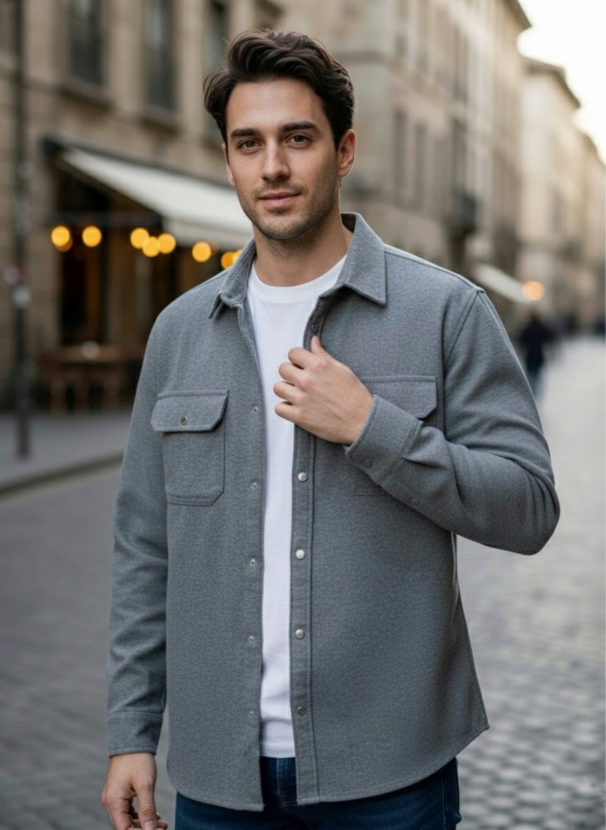 Camisola franela manga larga Agnor para caballero gris Mod. HAgCL23