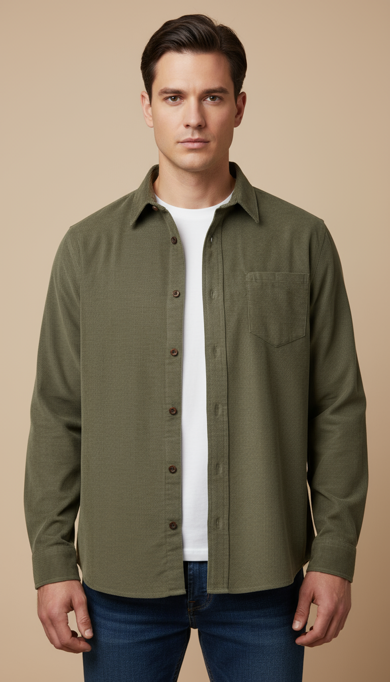 Camisa de panilla manga larga Agnor para caballero verde premium Mod. HAgCL28