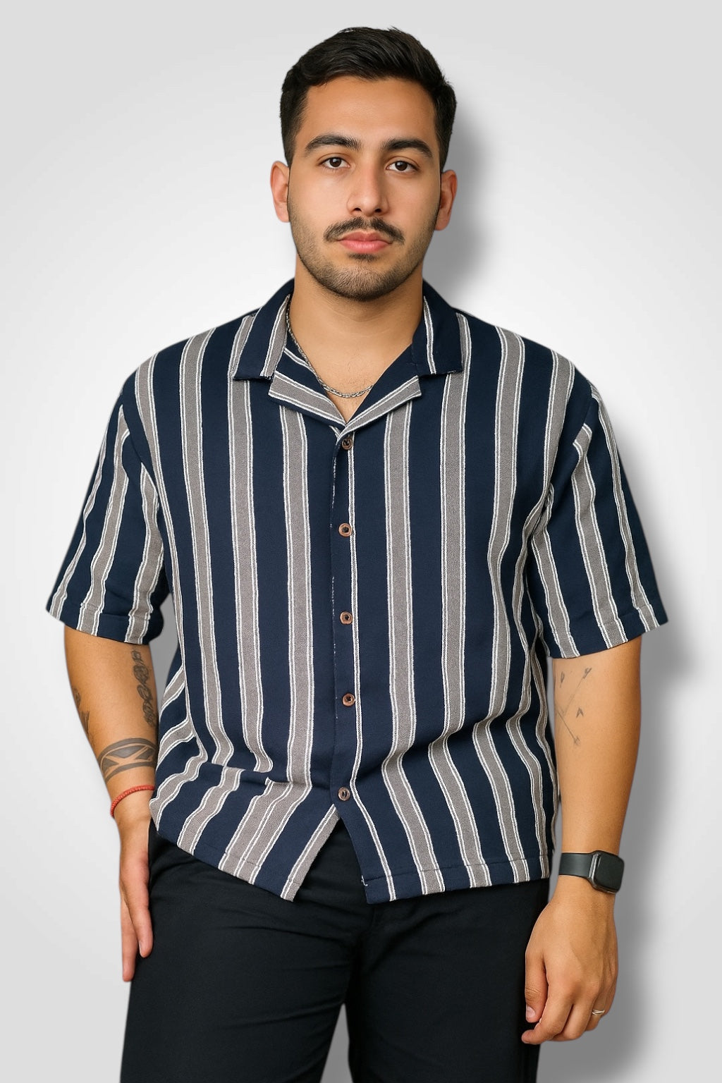 Camisa manga corta Agnor para caballero Marino oversize Mod. HAgCC16