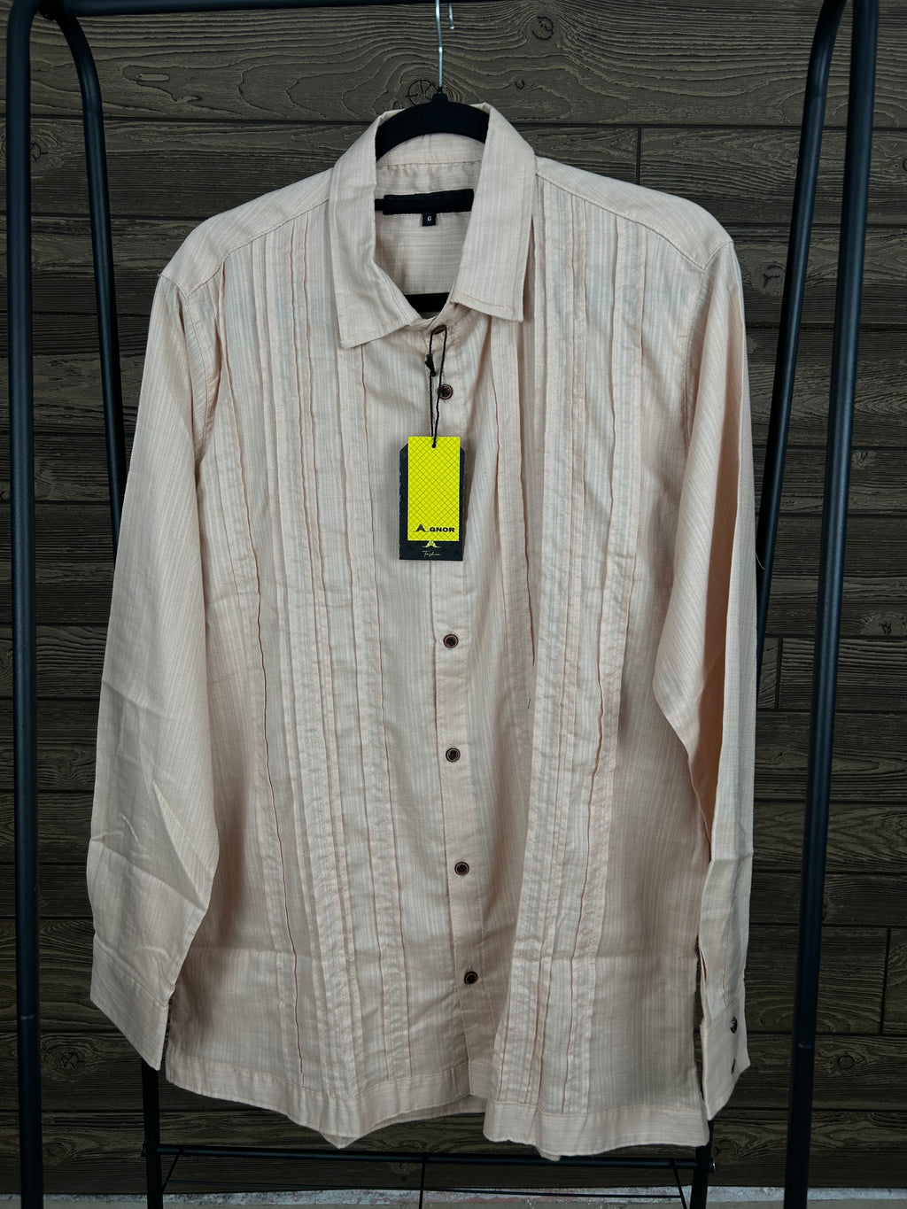 Camisa guayabera manga larga Agnor para caballero beige Mod. HAgCL22