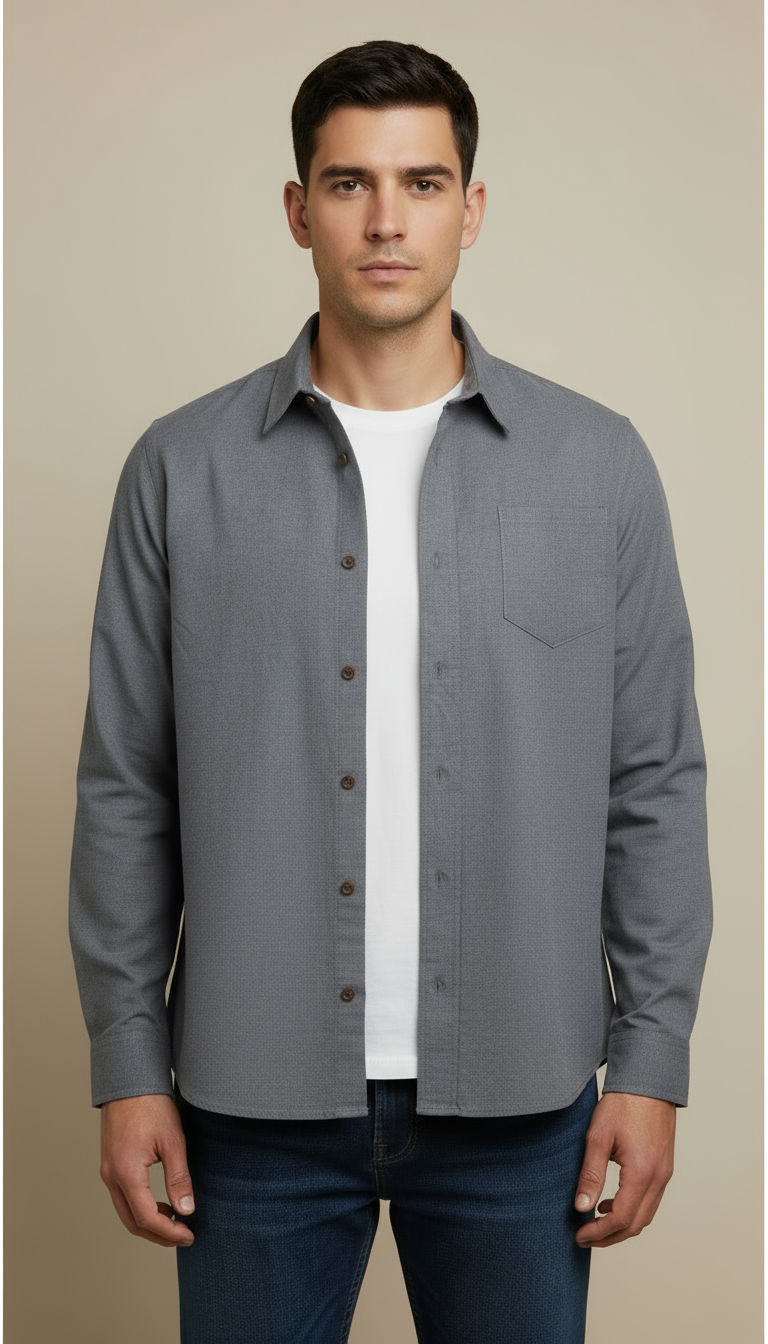 Camisa de panilla manga larga Agnor para caballero gris premium Mod. HAgCL28