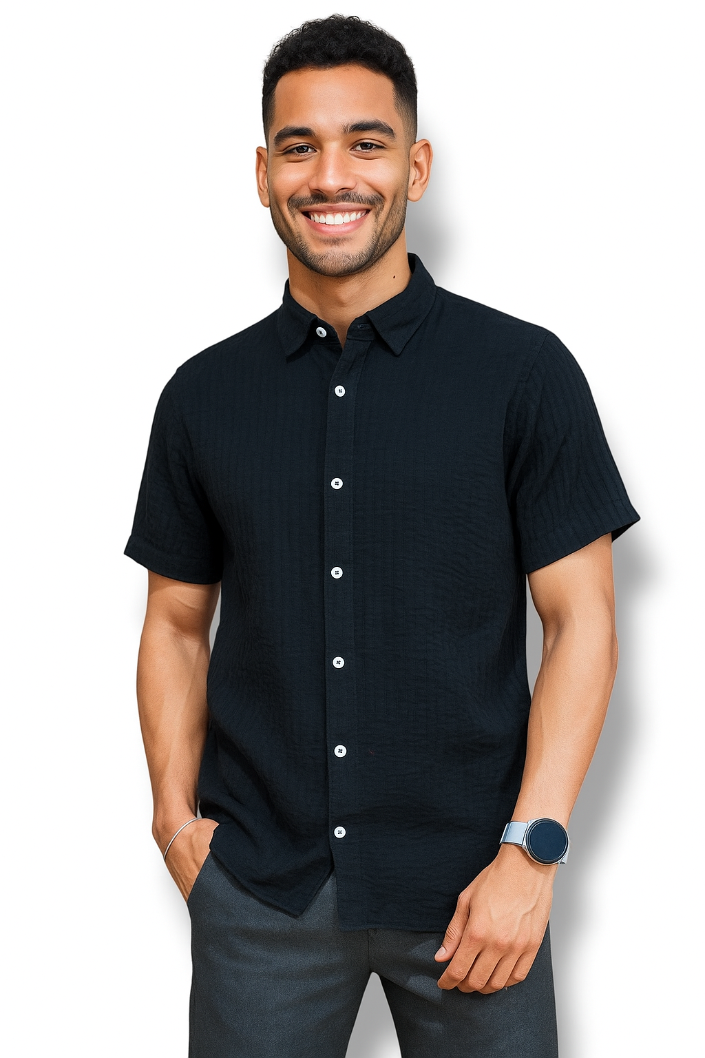 Camisa manga corta Agnor para caballero Negro Mod. HAgCC15