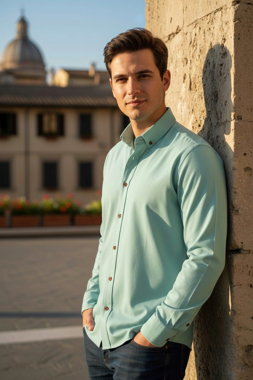 Camisa manga larga Agnor para caballero menta Antifluido Mod. HAgCL17