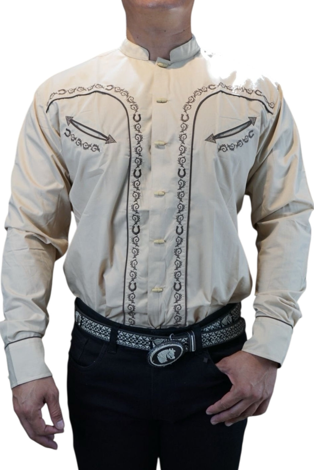 Camisa vaquera manga larga Agnor para caballero beige premium Mod. HAgCL32