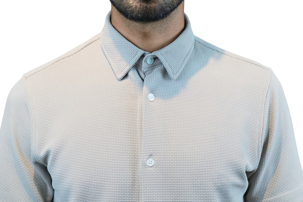Playera cuello polo tipo camisa Agnor para caballero Beige premium Mod. HAg41