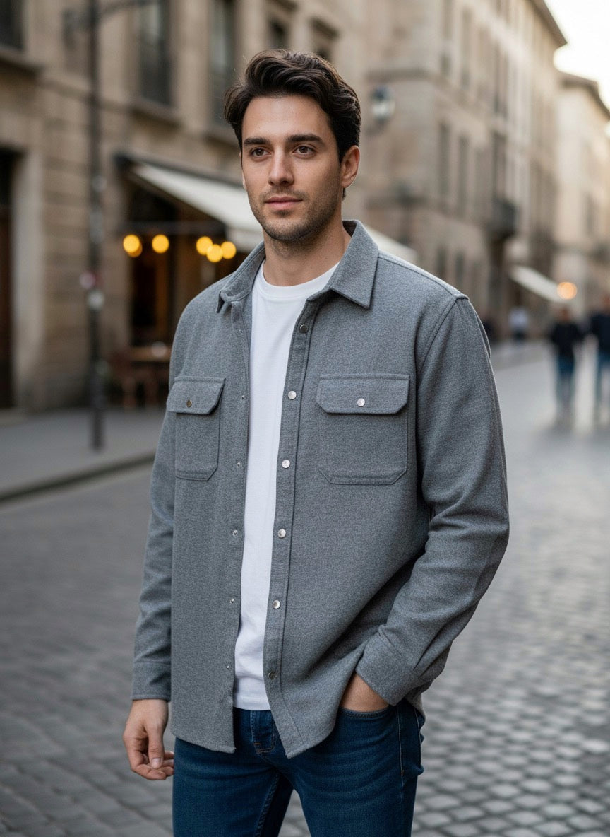 Camisola franela manga larga Agnor para caballero gris Mod. HAgCL23