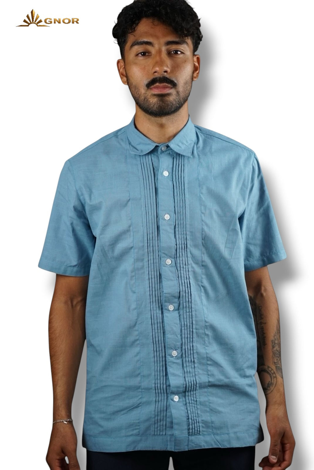 Camisa guayabera manga corta Agnor para caballero Plumbago premium Mod. HAgCC20