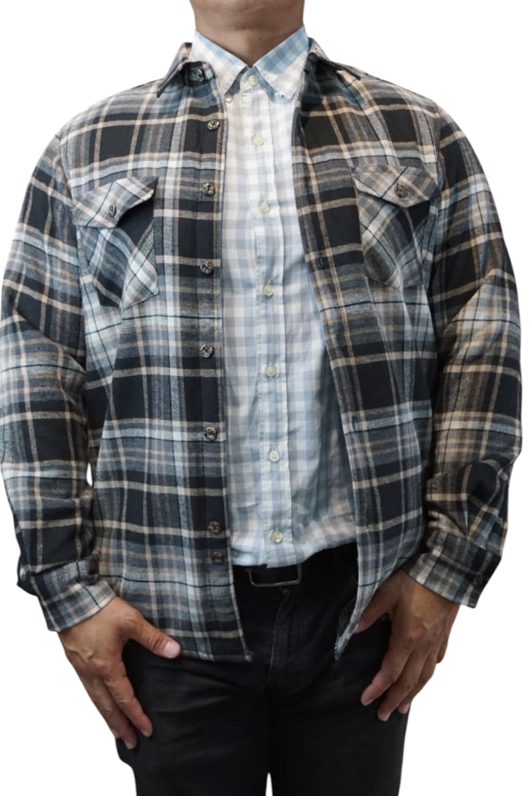 Camisola aborregada manga larga Agnor para caballero negro franela premium Mod. HAgCL41