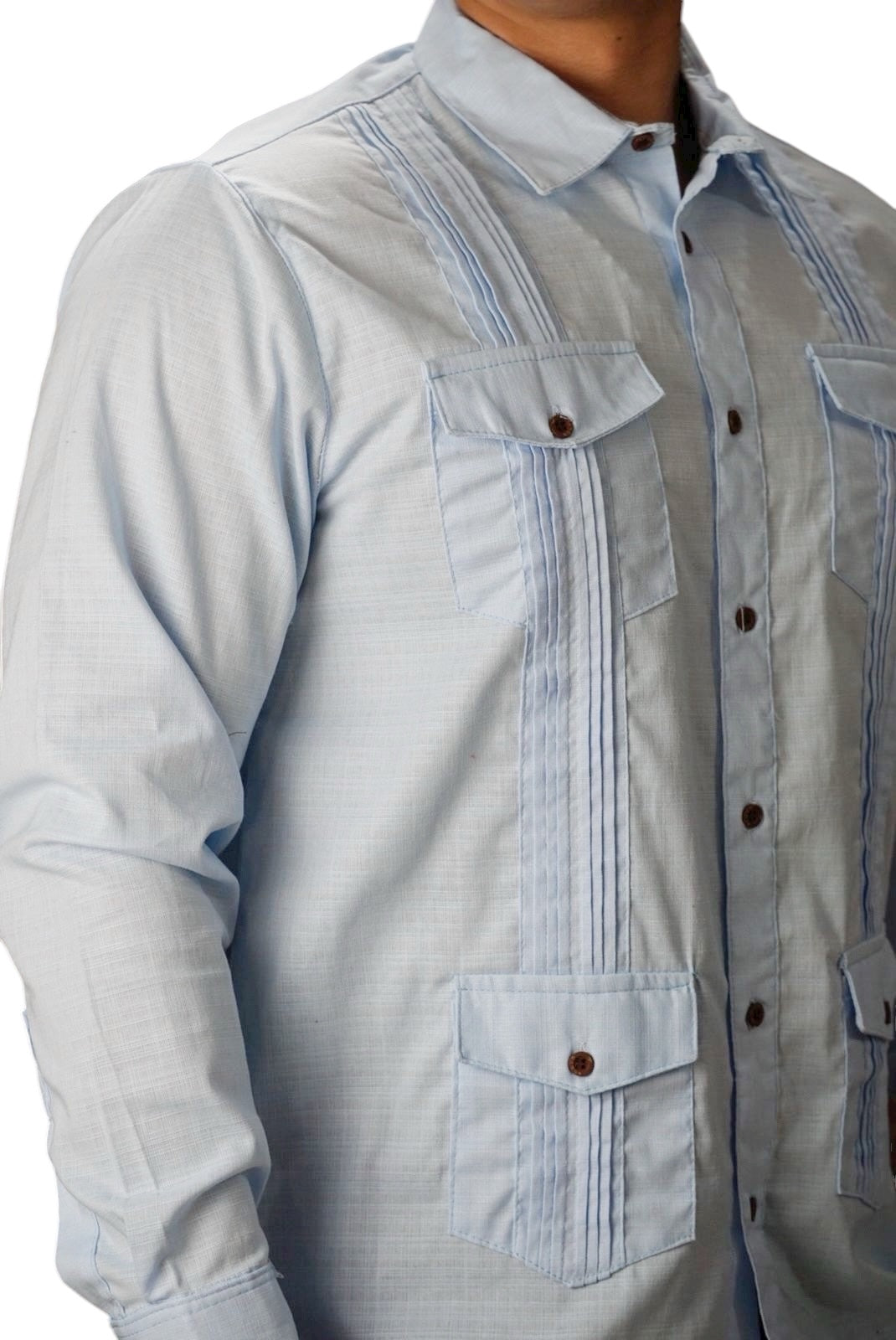 Camisa guayabera manga larga Agnor para caballero cielo tipo lino premium Mod. HAgCL29