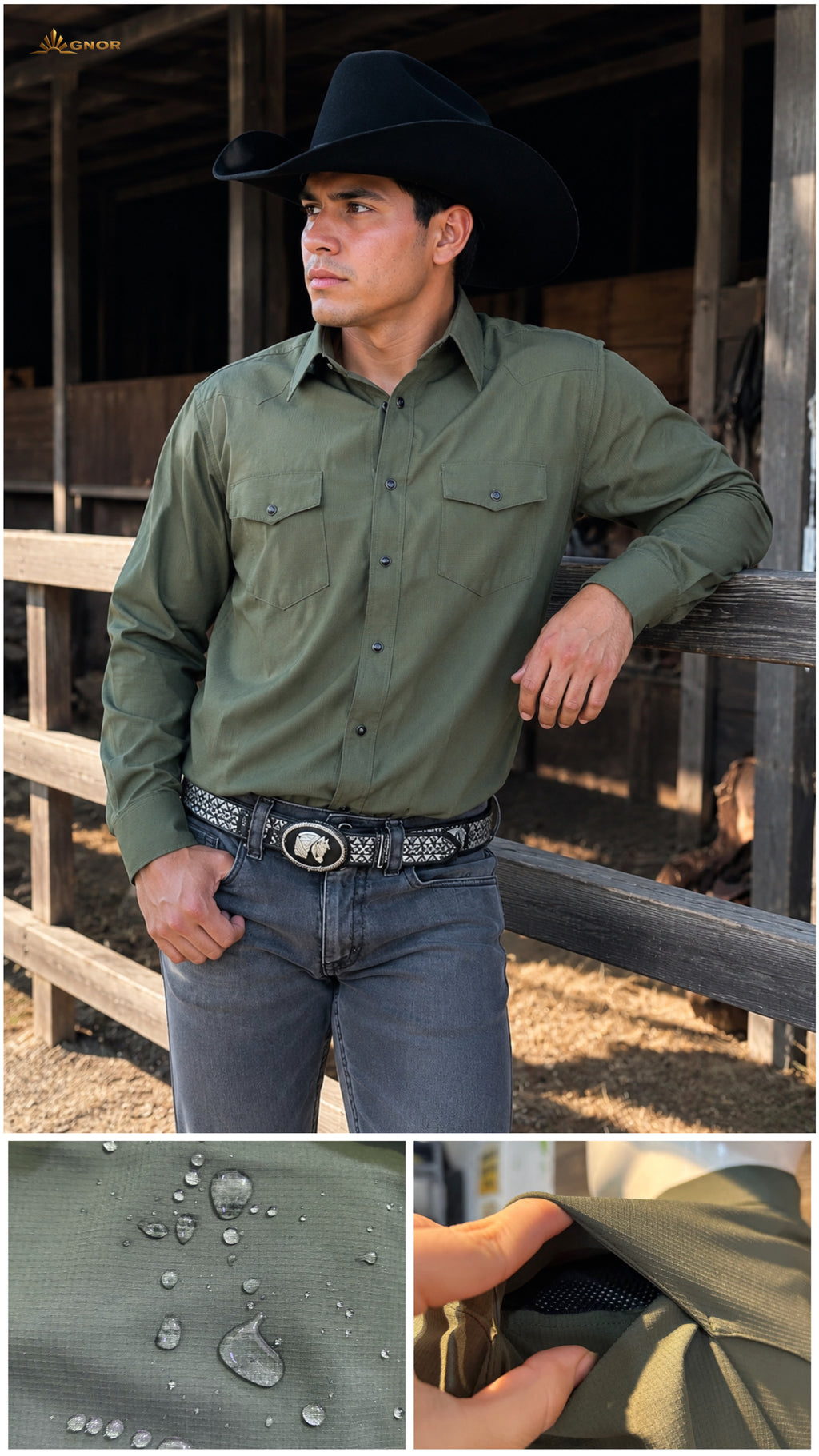Camisa vaquera manga larga Agnor para caballero repelente militar premium Mod. HAgCL40